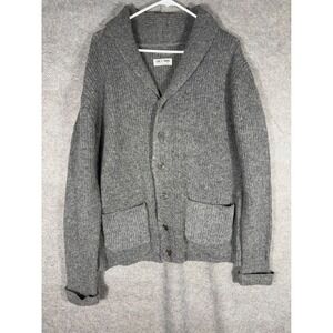 Line of Trade Mens Shetland Wool Shawl Collar Cardigan Sweater Grey Medium